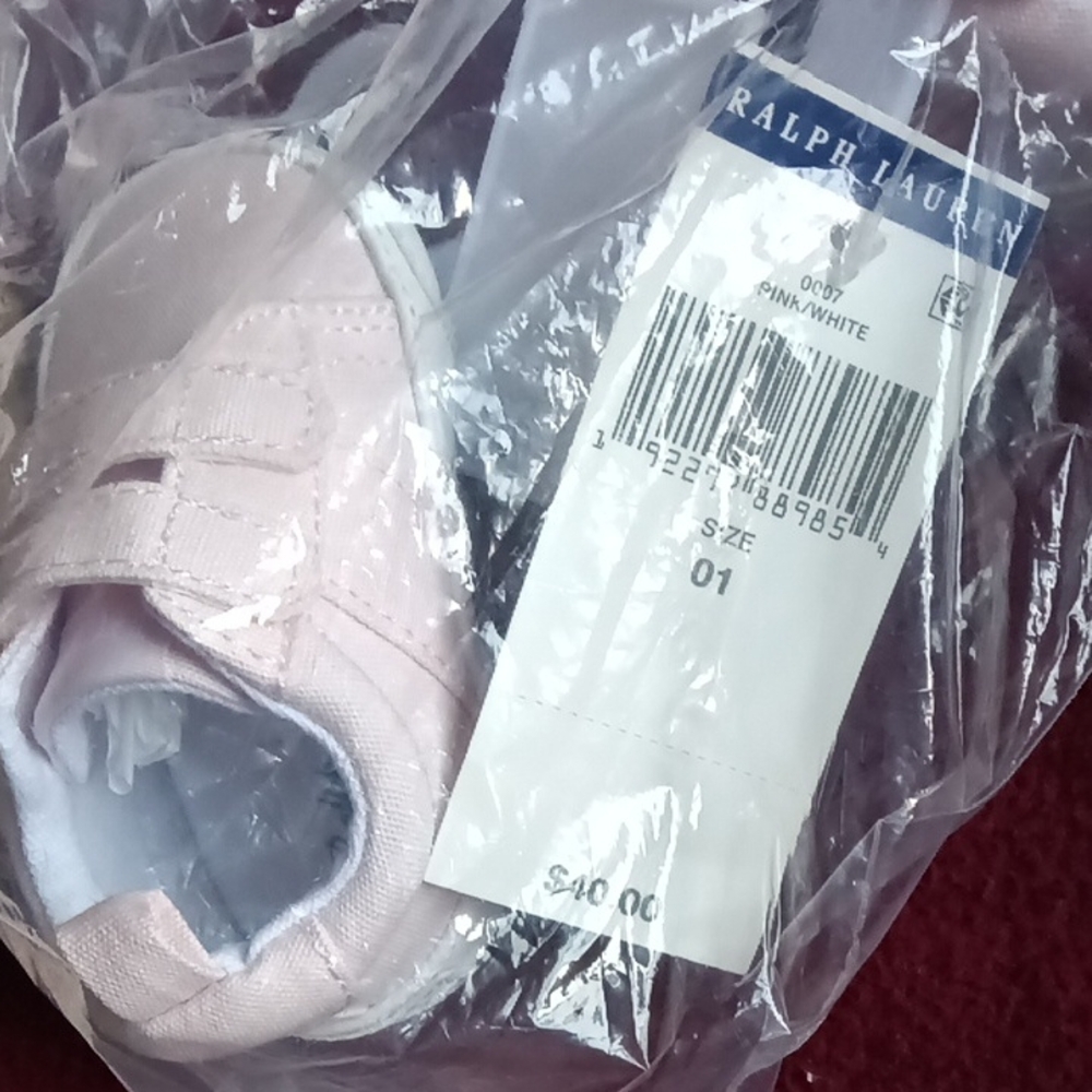 Ralph Lauren Soft Pink and White Baby Shoes